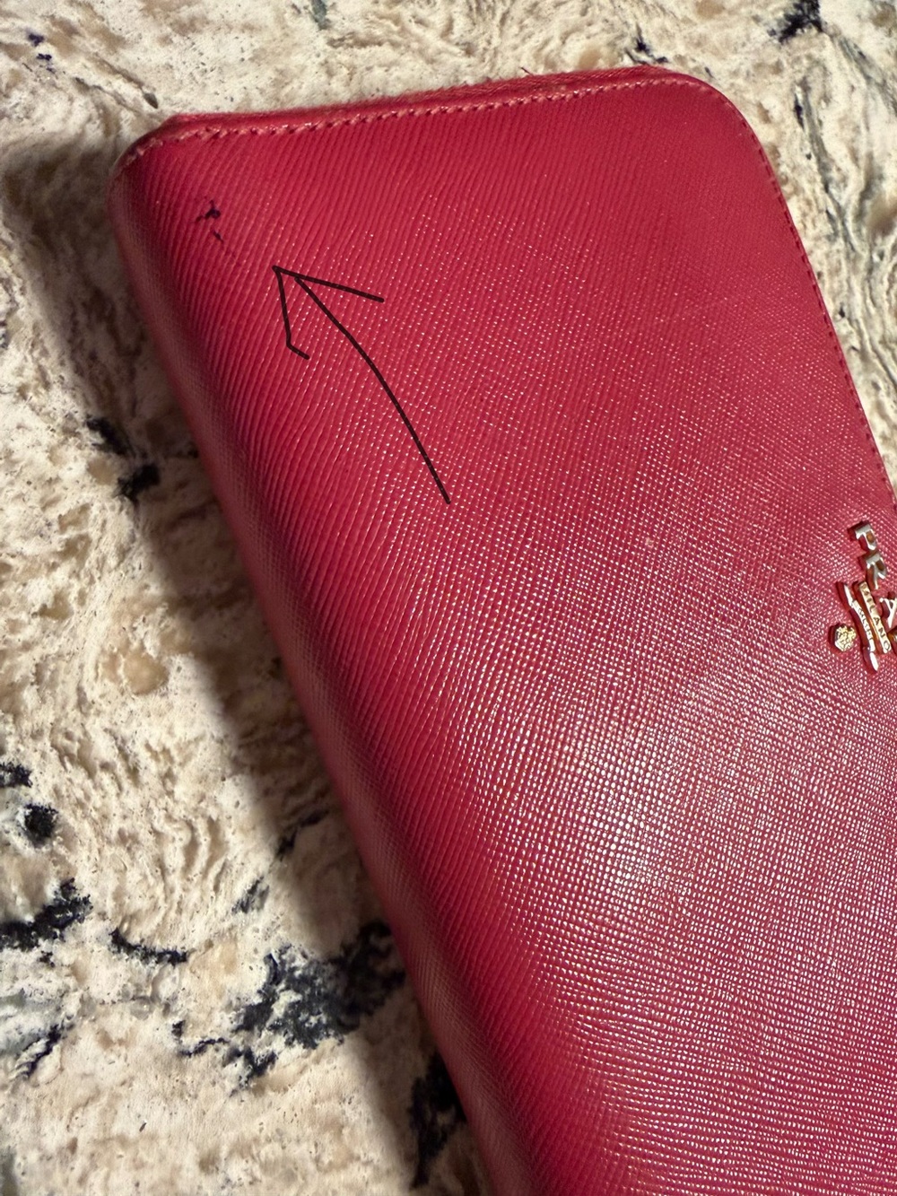 Prada Saffiano Leather Zip Wallet in Fuchsia with Gold Logo - Picture 12 of 12